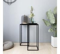vidaXL 2x Side Tables Black Steel Telephone Couch Coffee Centre Accent Table