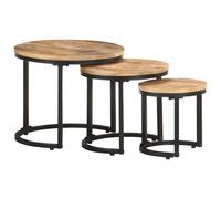 vidaXL Side Tables 3 pcs Rough Mango Wood UK