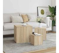 vidaXL Side Tables 3 pcs Sonoma Oak Engineered Wood, Brown