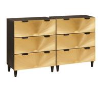 vidaXL Sideboard 2 pcs Black and Gold 60 x 33 x 75 cm Solid mango wood
