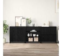 Sideboard Black Oak 3pcs 70x41x75cm Engineered Wood High-Gloss Modern Small Unit