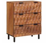 Sideboard Acacia Brown Solid Mango Wood 60x33x75cm 3 Drawer Iron Legs Modern Top