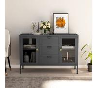 vidaXL Sideboard Anthracite 105x35x70 cm Steel and Tempered Glass