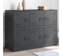 vidaXL Anthracite Sideboard - Steel Highboard Storage Cabinet with Compartments for Living Room, Modern Side Cabinet, Easy Clean