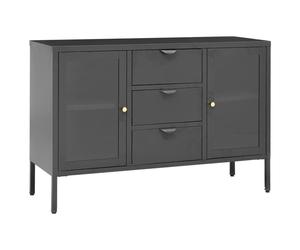 vidaXL Sideboard Anthracite Steel and Tempered Glass Storage Book Side Cabinet