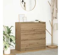 Sideboard Artisan Oak Engineered Wood 80x35x76 cm White Storage 3-Drawer Cabinet