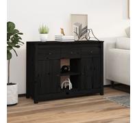 Vidaxl Sideboard Black 100X35X74,5 Cm Solid Wood Pine, Black