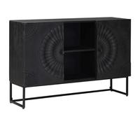 Sideboard Black 105x30x68 cm Solid Mango & Engineered Wood 2-Door Storage Decor