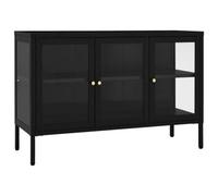 vidaXL Sideboard Black Steel and Glass Home Highboard Storage Book Cabinet