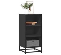 Sideboard Black Engineered Wood & Metal 35.5x35x76 cm Compact Storage Slim Unit