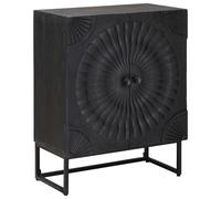 Sideboard Black Solid Mango & Engineered Wood 55x30x70cm 2-Door Storage Cabinet