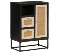 vidaXL Sideboard Storage Cupboard Side Cabinet Black Solid Wood Mango and Iron