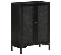 vidaXL Sideboard Cabinet Cupboard Highboard Black Solid Wood Mango and Iron