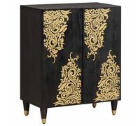 vidaXL Sideboard Black 60 x 33 x 75 cm Solid Mango Wood, Modern Sideboard Storage, Rectangular Mango Wood Cabinet, Living Room Organizer, Dining Unit, Stylish Furniture
