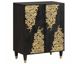 vidaXL Sideboard Black 60 x 33 x 75 cm Solid Mango Wood