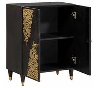 vidaXL Sideboard Black 60 x 33 x 75 cm Solid Mango Wood, Modern Sideboard Storage, Rectangular Mango Wood Cabinet, Living Room Organizer, Dining Unit, Stylish Furniture