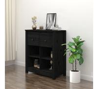 Vidaxl Sideboard Black 70X35X80 Cm Solid Wood Pine