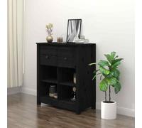 vidaXL Sideboard Black 70x35x80 cm Solid Wood Pine UK