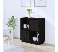 Vidaxl Sideboard Black 74X35X80 Cm Solid Wood Pine