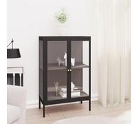 vidaXL Sideboard Black Steel and Glass Home Highboard Storage Book Cabinet