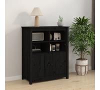 (Black) vidaXL Solid Wood Pine Sideboard Side Cabinet Home Organiser Multi Colours