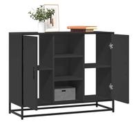 vidaXL Sideboard – Engineered Wood & Metal, 2-Door Side Cabinet Black 92x35x76 cm