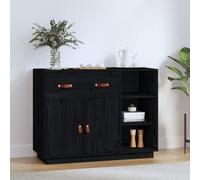 vidaXL Sideboard Black 98.5x40x75 cm Solid Wood Pine
