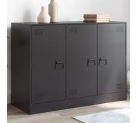 Sideboard Black Cold-Rolled Steel 99x39x73 cm 3-Door 6-Compartment Storage