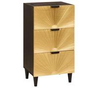 vidaXL Sideboard Black and Gold 40 x 33 x 75 cm Solid mango wood, Elegant Black And Gold Sideboard, Rectangular Mango Wood Cabinet, Functional Storage Solution For Living Room, Dining Area