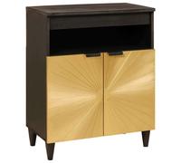 vidaXL Sideboard Black and Gold 60 x 33 x 75 cm Solid mango wood, Living Room Sideboard, Modern Storage Cabinet, Mango Wood, Stylish Furniture, Durable, Spacious, Urban Chic Home Accent