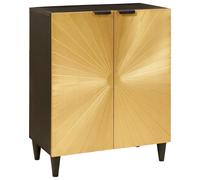 vidaXL Sideboard Black and Gold 60 x 33 x 75 cm Solid Mango Wood, Dining Room, R