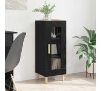 Sideboard Black Oak 34.5x32.5x90cm Engineered Wood Console with Glass Door Unit