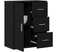 vidaXL Sideboard with Drawer Black Oak 60 x 31 x 70 cm Engineered Wood, Modern Rectangular Storage Sideboard, Durable Indoor Furniture, Minimalist Design, Large Dining Room Cabinet, Functional Decor