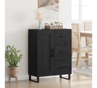 vidaXL Sideboard Black Oak 69.5 x 34 x 90 cm Engineered Wood and Iron