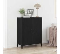 Sideboard Black Oak 69.5x34x90 cm Engineered Wood with Metal Feet Storage Units