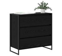 vidaXL Sideboard Black Oak 79 x 36 x 75.5 cm Engineered Wood, Living Room, Rectangular, Durable Furniture for Modern Spaces, Stylish Designs for All Homes, Comfort Meets Functionality