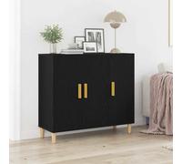 Sideboard Black Oak 90x34x80cm Engineered Wood Slim Storage Console with 3 Doors