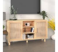 (brown) vidaXL Sideboard Storage Cabinet Cupboard Solid Wood Pine and Natural Rattan