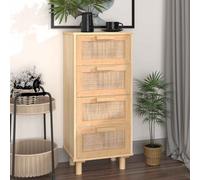 vidaXL Sideboard Brown 40x30x90 cm Solid Wood Pine and Natural Rattan UK
