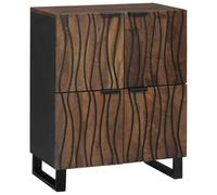 Sideboard Walnut Solid Mango Wood 60 x 33 x 75 cm Rustic 4-Door Storage Indoor.