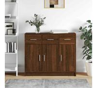 (brown oak) vidaXL Sideboard Storage Cabinet Cupboard High Gloss White Engineered Wood