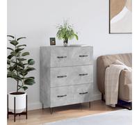 Sideboard Concrete Grey 69.5x34x90cm Engineered Wood Metal Feet Storage Cabinet