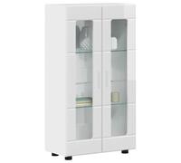 vidaXL Sideboard with Shelf FLORIN High Gloss White 55.5 x 29 x 100 cm, Stylish, Rectangular Wooden Cabinet, Ample Storage Solution for Home, Office, Contemporary Design for Living Space