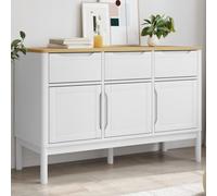 vidaXL Sideboard FLORO White 114x43x74 cm Solid Wood Pine
