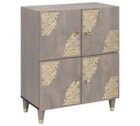 vidaXL Sideboard Grey and Gold 60 x 33 x 75 cm Solid Mango wood, Modern Sideboard, Practical Storage Solution for Living Room, Minimalist Furniture, Rectangular Mango Wood Unit
