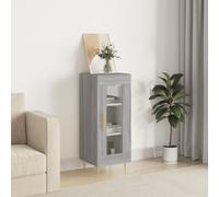 Sideboard Grey Sonoma 34.5x34x90cm Engineered Wood Metal Glass Storage Cabinet.