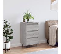 vidaXL Grey Sonoma Engineered Wood Sideboard - 3-Drawer Cabinet with Metal Legs, 40x35x70 cm