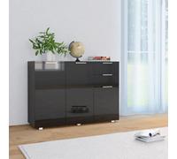 vidaXL Sideboard High Gloss Black Home Living Room Storage Drawer Side Cabinet
