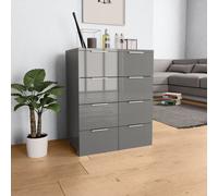 vidaXL Sideboard High Gloss Grey Engineered Wood Side Cabinet Drawer Unit
