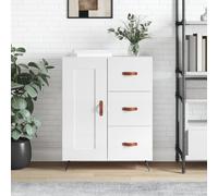 Sideboard High Gloss White Engineered Wood & Metal 69.5x34x90 cm Storage Modern
